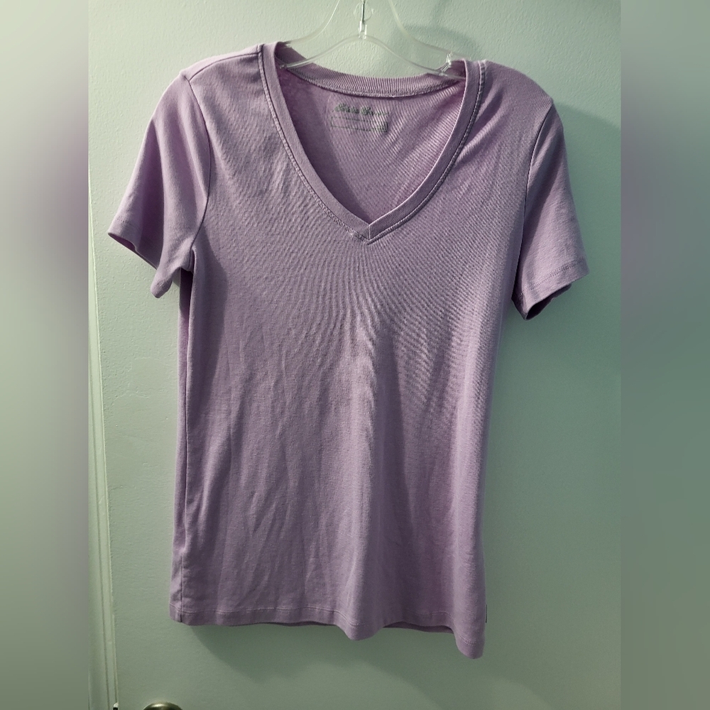 Eddie Bauer Purple Fitted Short Sleeve T-Shirt LARGE